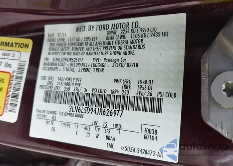 2018 Lincoln Mkz Select z USA, uszkodzony, nr VIN 3LN6L5D94JR626977